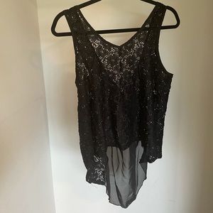 Lily White Black See-through lace & mesh black top